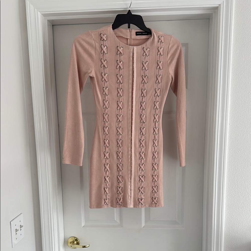 Carli babel X misguided. Faux suede material. Body con. Dusty pink color. Size 2